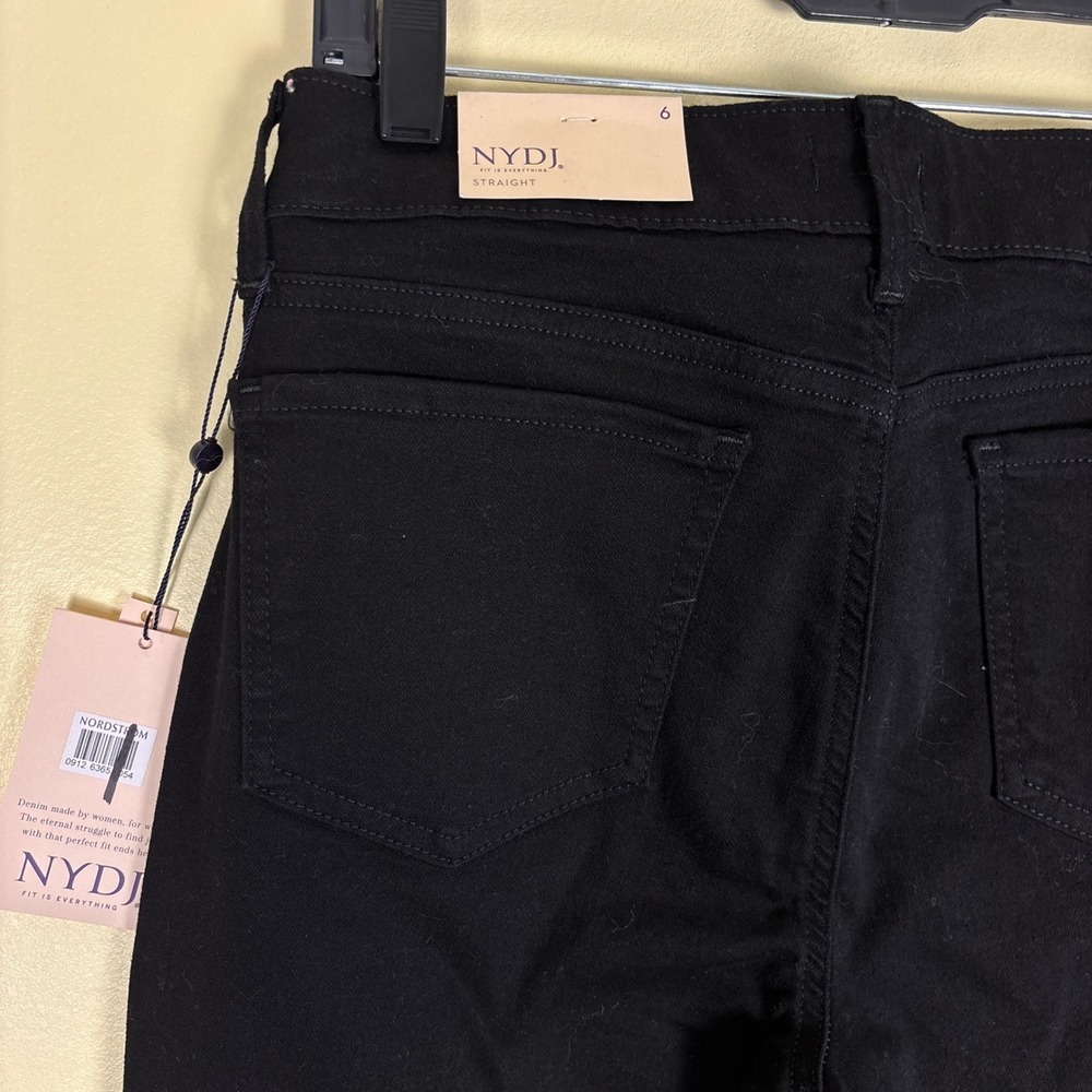 NWT NYDJ Marilyn Straight Leg Jeans Black Women Size 6 Casual Office High Rise - Picture 13 of 16